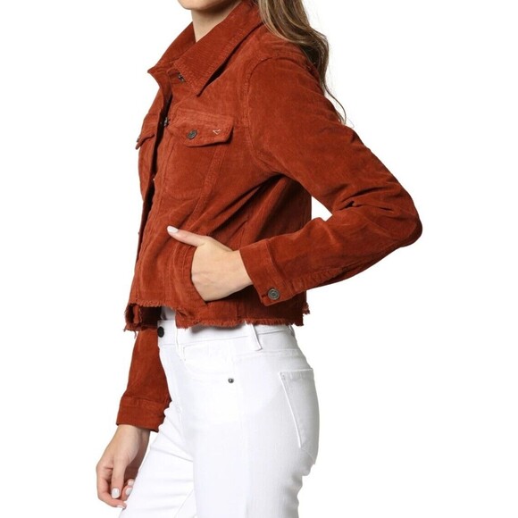 NWT Hidden Jeans Women's Crop Corduroy Jacket Orange Size Small $98 MSRP - Picture 4 of 14